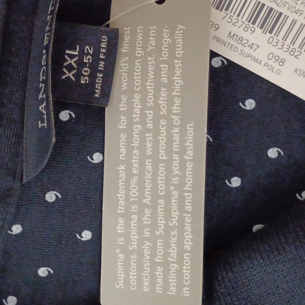 Lands End Navy Polo XXL Supima Cotton - Picture 9 of 11